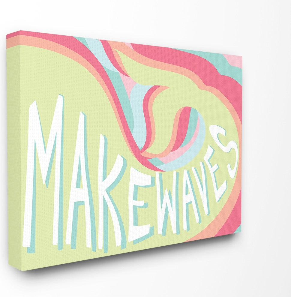 The Kids Room Make Waves Groovy Mermaid Typography Canvas Wall Art, 24"x30"