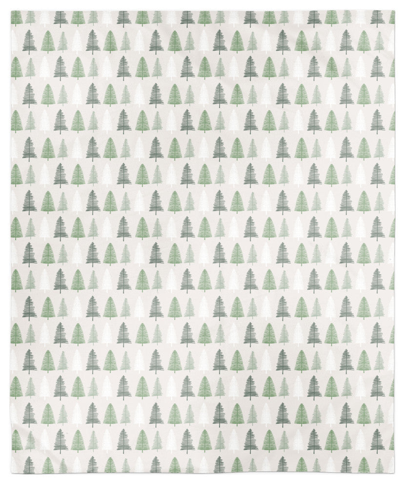 Neutral Green Tree Pattern 50x60 Sherpa Fleece Blanket