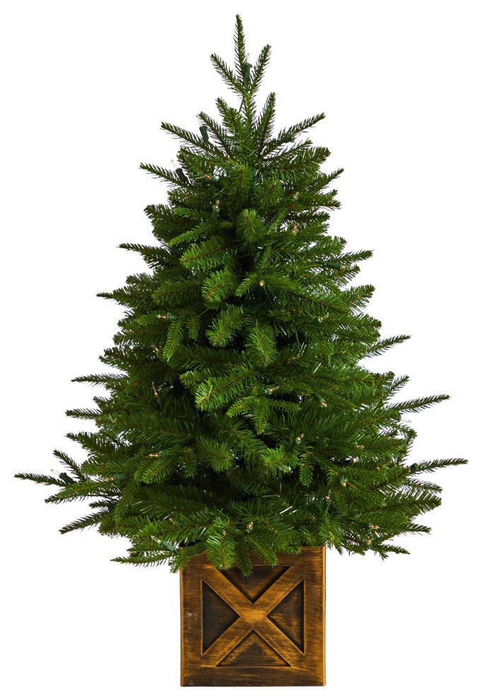 3' Finl&Fir Faux Xmas Tree, Planter W/272 Bendable Branches &50 White Lights