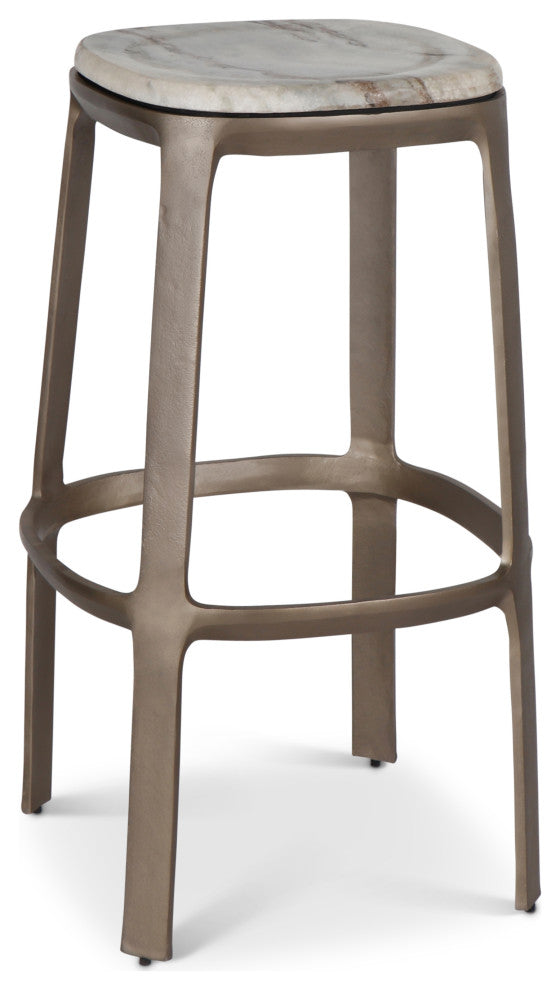 Marbelle Alfie Marble Bar Stool Toronto Sand/Antique Nickel Finish