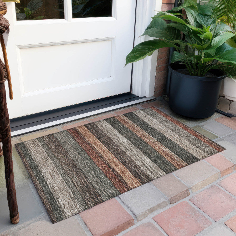 Machine Washable Indoor/Outdoor Chantille ACN1865 Orange 1'8" x 2'6" Rug
