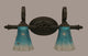 Elegante 2-Light Bath Bar, Fluted Teal Crystal