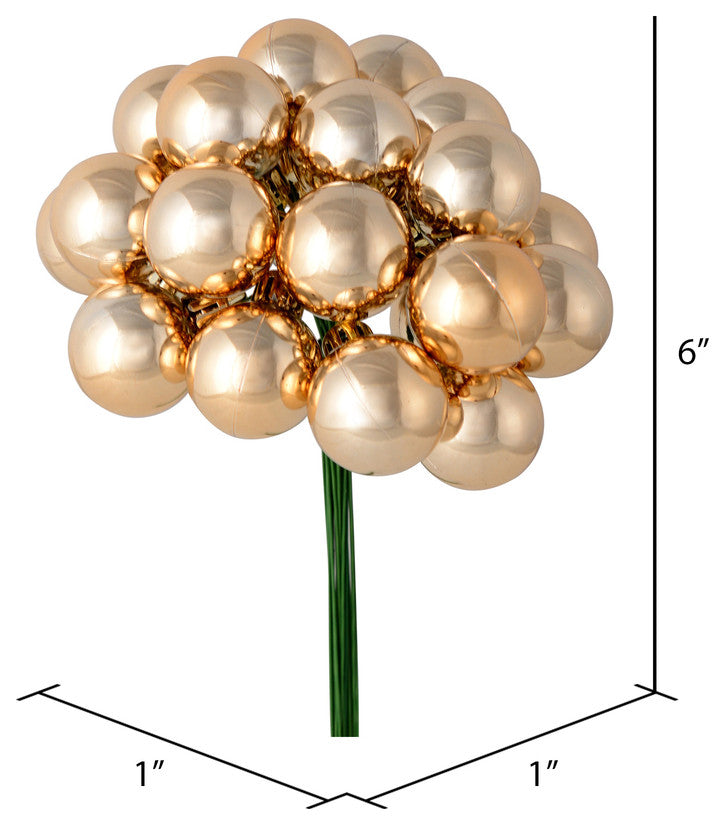 Shiny Ball Ornament Christmas Pick, Cafe Latte, 6"