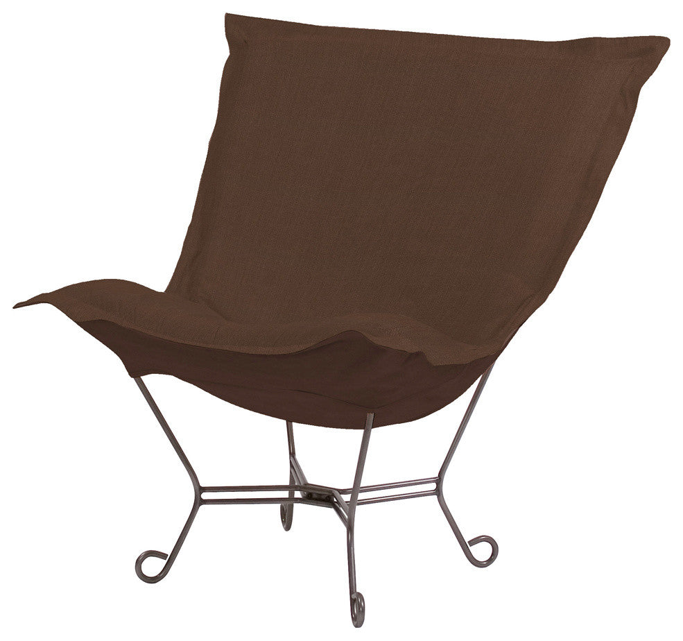 Scroll Puff Chair with Cover, Titanium Frame, Sterling Chocolate