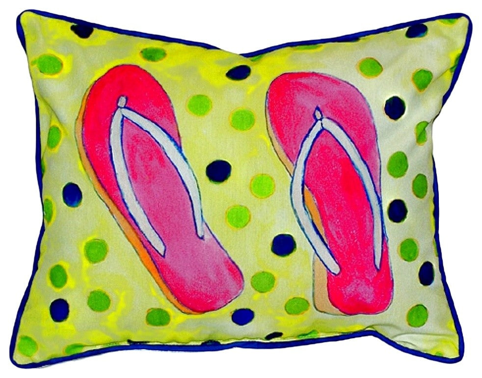 Betsy Drake Flip Flops Small Indoor/Outdoor Pillow 11x14