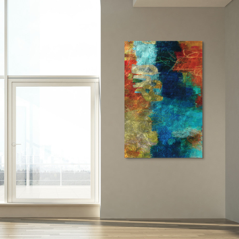 "Elysium V" Abstract Wall Art Reverse Printed Tempered Glass With Silver Leaf