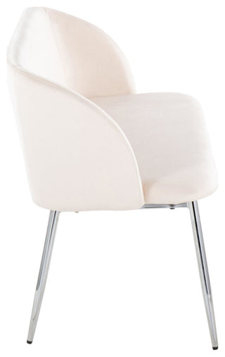Fran Bench, Chrome Metal, Cream Velvet