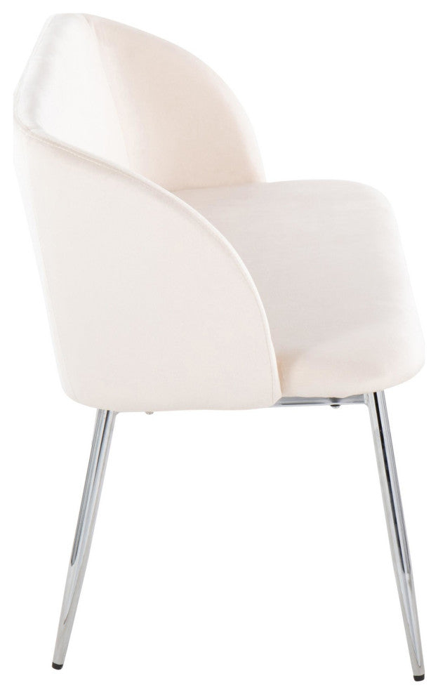 Fran Bench, Chrome Metal, Cream Velvet