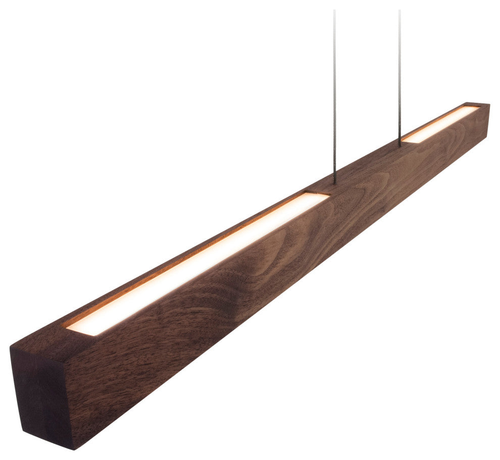 Una LED Linear Pendant 48" Walnut, Uplight/Downlight, 3500K, Dimmable