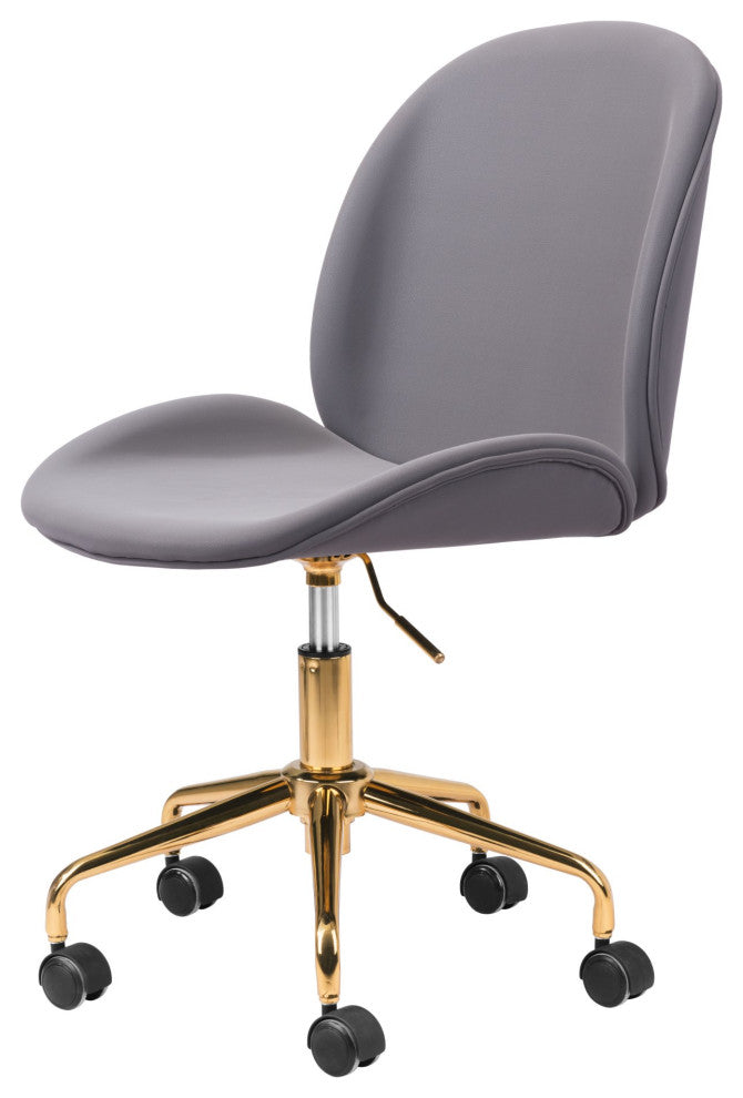 Computer Work Chair, Steel Metal, Fabric, Gray, Gold, Home Business Office
