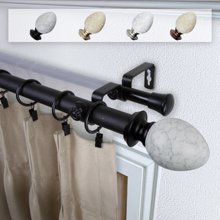 Afra 1" Double Curtain Rod, Black, 48-84"