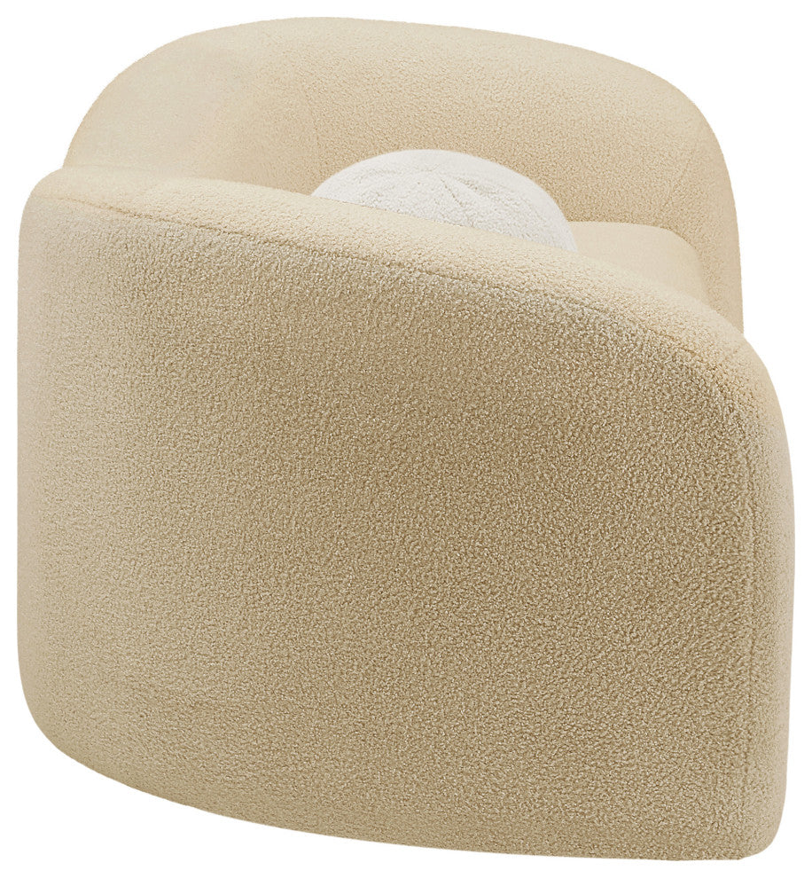 Kali Faux Shearling Teddy Fabric Upholseterd  Loveseat, Beige
