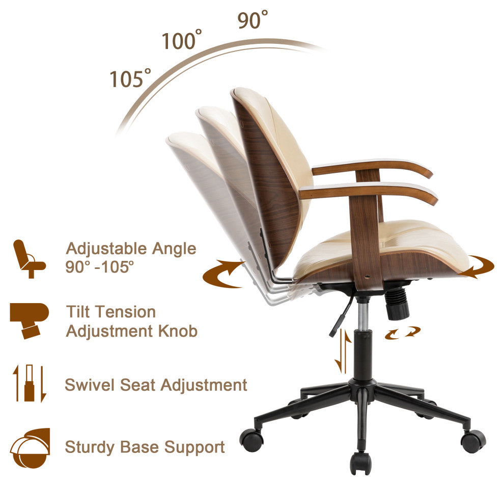 Beige Gaslift Adjustable Swivel Office Chair