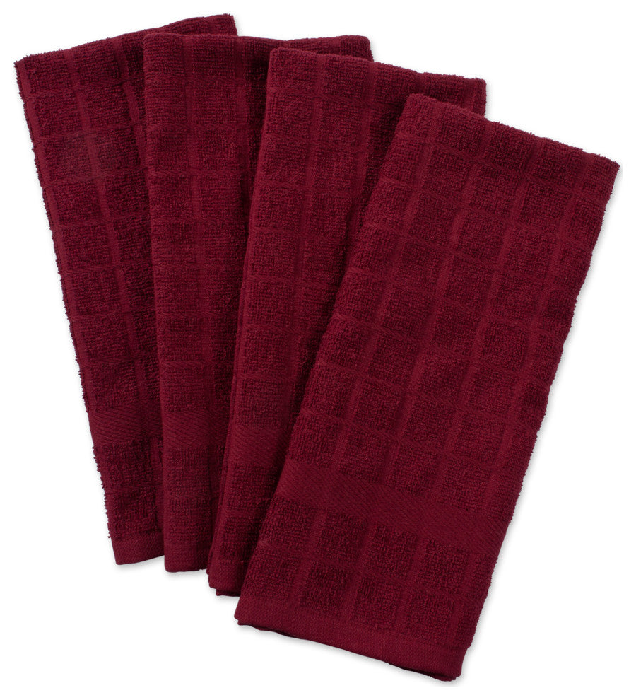 DII Solid Wine Windowpane Terry Dishtowel (Set of 4)