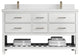 Parker 60 Double Sink Bathroom Vanity in White 2" White Quartz