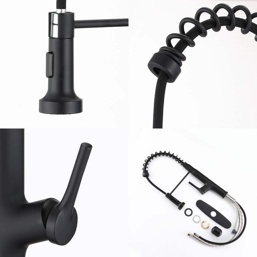 Givingtree Kitchen Faucet Pull Out Sprayer, Deck Mount Matte Blac