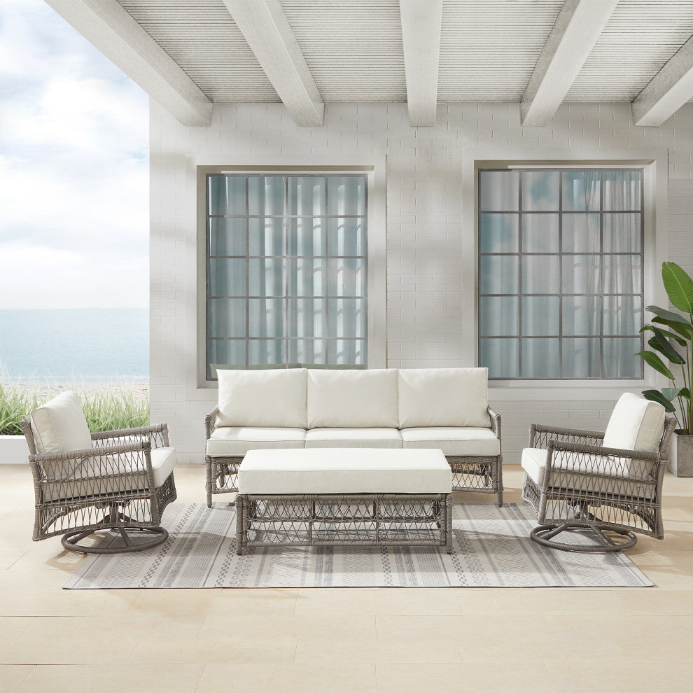 Thatcher 4Pc Wicker Outdoor Sofa And Swivel Rocker Set