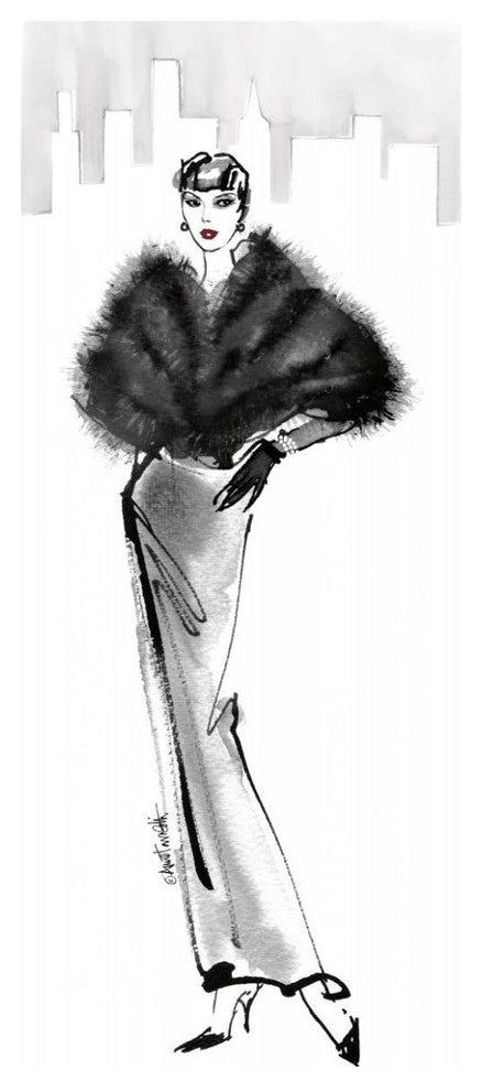 "Fifties Fashion I with Red" Digital Paper Print by Anne Tavoletti, 26"x62"