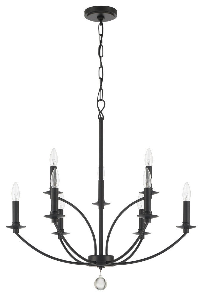 Crystorama Lighting Group MIL-8009 Mila 9 Light 28"W Taper Candle - Black
