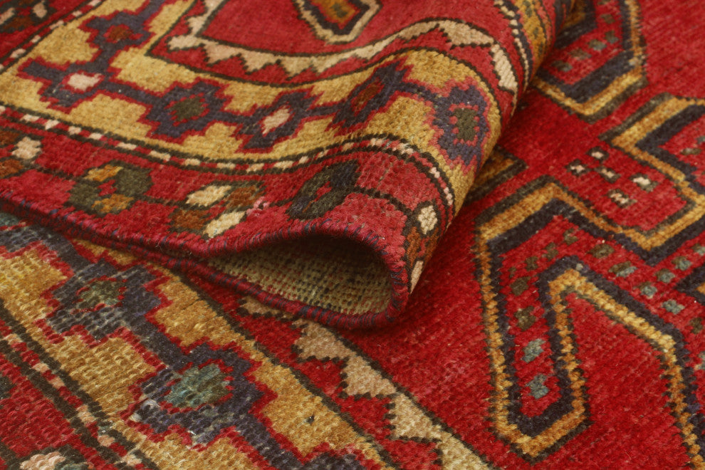 Fine Vintage Distressed Mattie Red/Navy Runner, 3'0 x 9'10