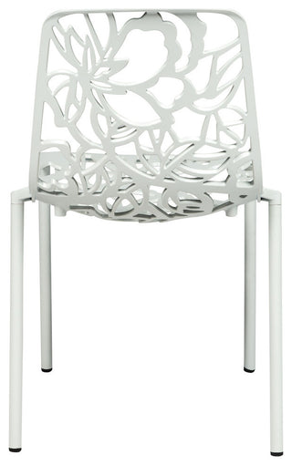 LeisureMod Devon Modern Outdoor Stackable Aluminum Dining Chair, Set of 2, White