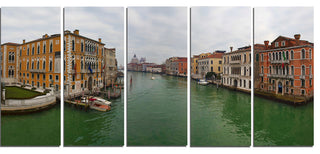 Green Waters in Venice Grand Canal, Landscape Canvas Print, 60"x28", 5 Panels