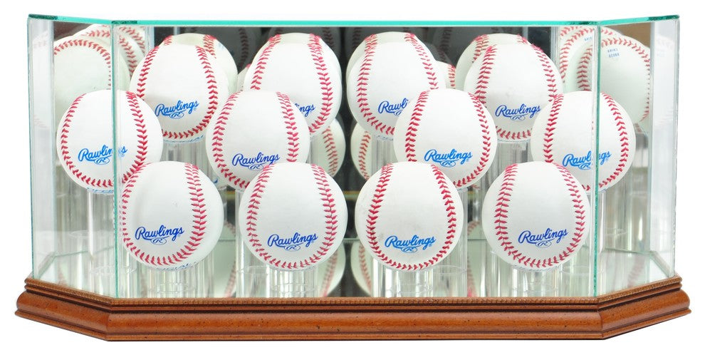 Octagon 12 Baseball Display Case, Walnut