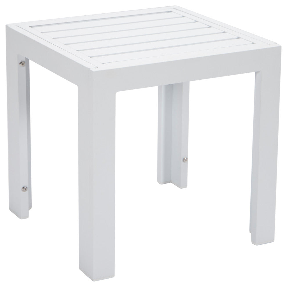Chelsea White Chaise Lounge Chairs With Side Table, Beige