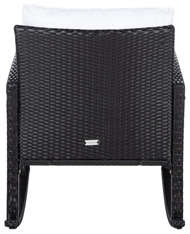 Safavieh Outdoor Daire Rocking Chair Black/White Cushion