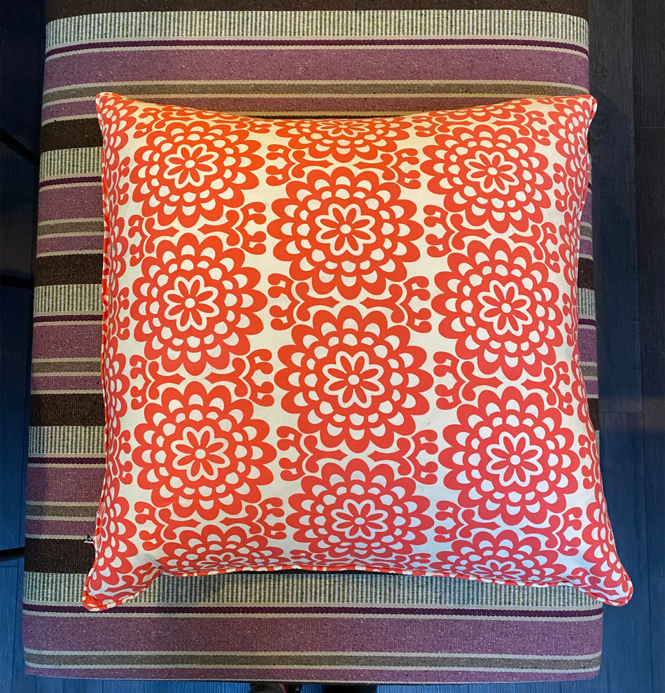Orange Flower Print Down Pillow