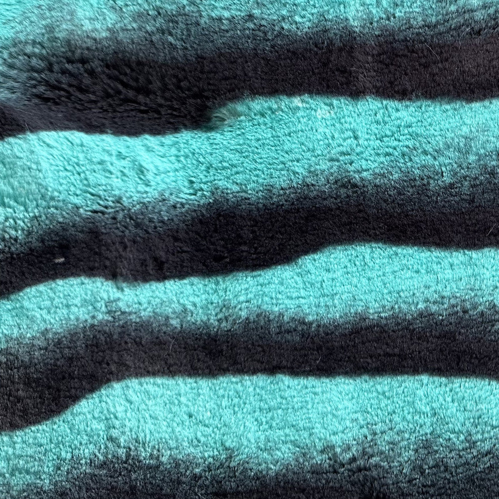 Plutus Teal Black Wild Ocean Faux Fur Throw Pillow, 20" x 36" King