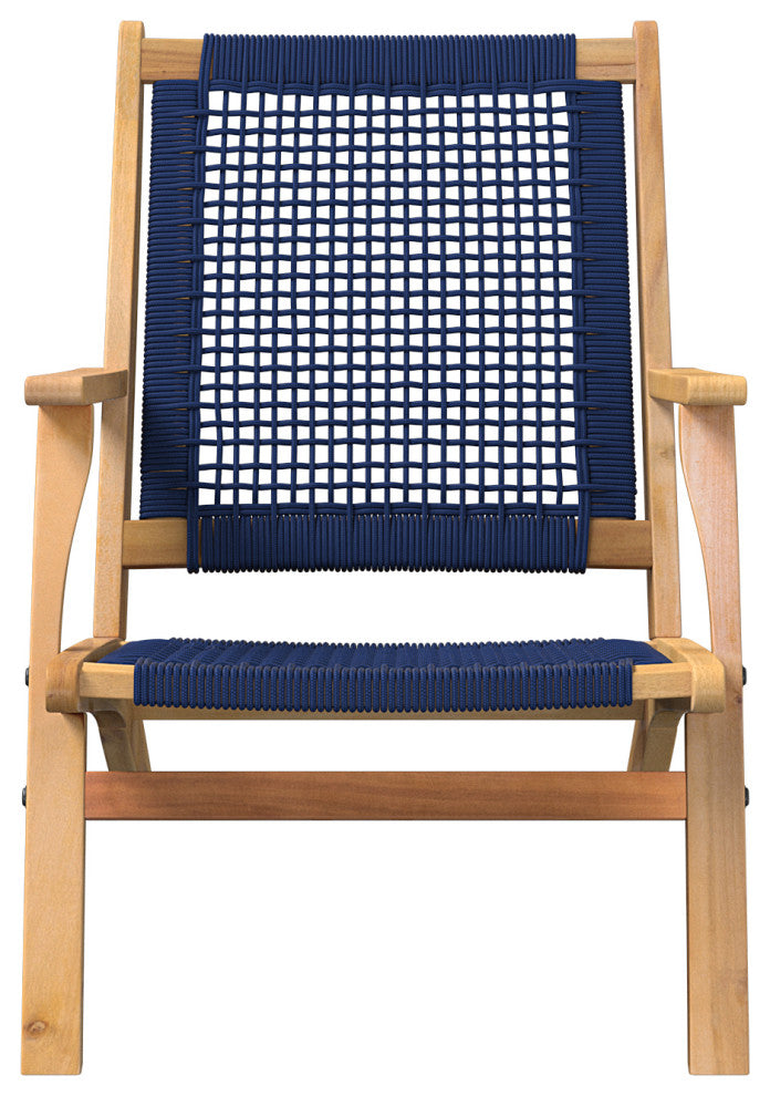 Vega Natural Stain Outdoor Chair in Navy Blue Cording