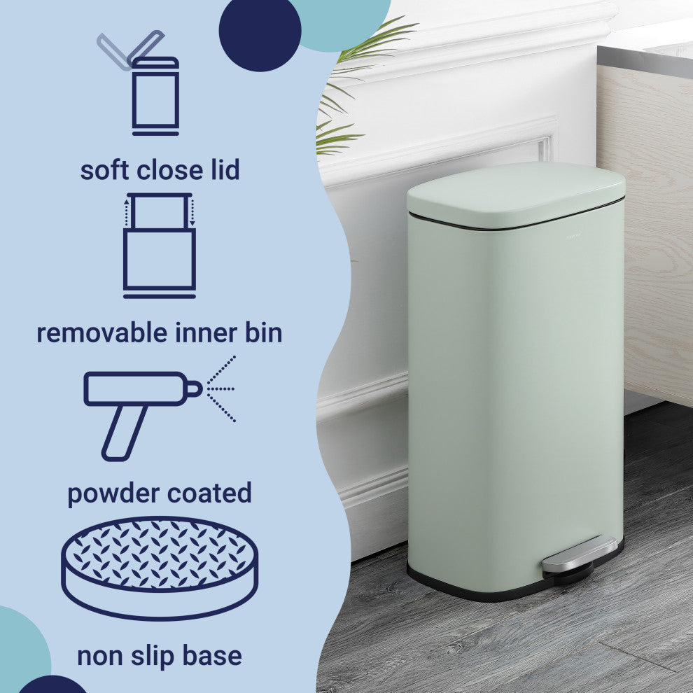 Curtis 8-Gallon Step-Open Trash Can, Green