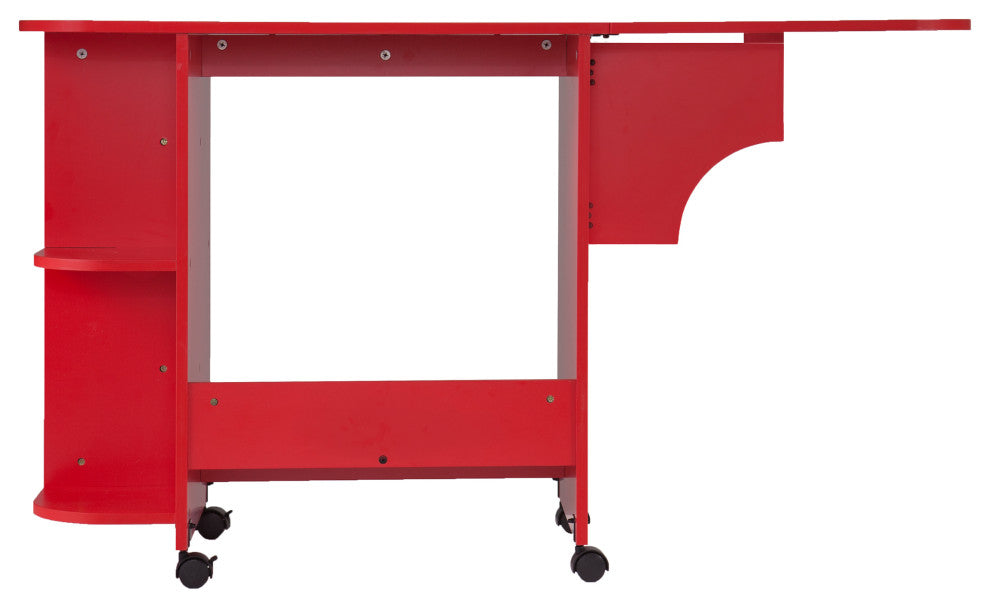 Adaline Expandable Rolling Sewing Table/Craft Station, Farmhouse Red