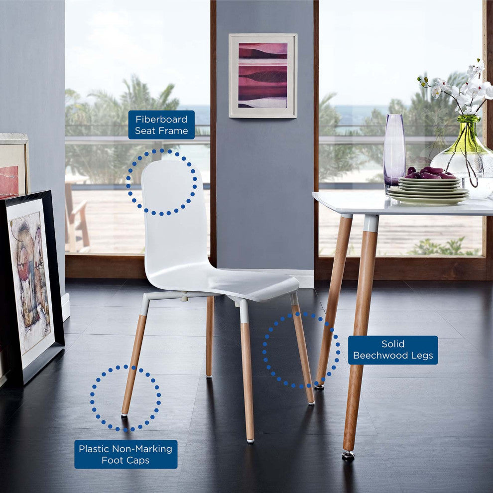 Stack Dining Chairs Wood Set of 2, White