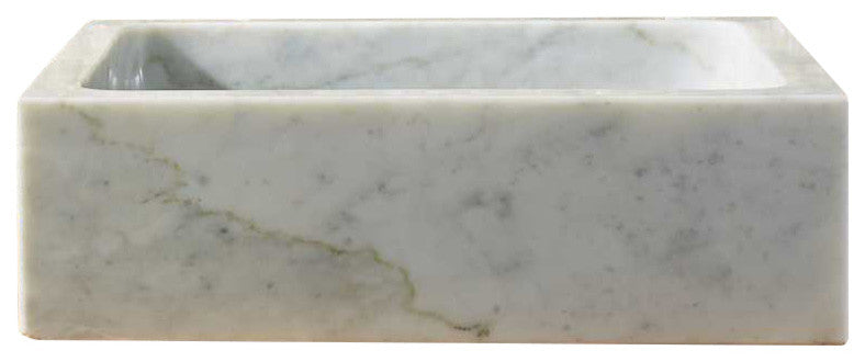 Virtu USA Mya Natural Stone Bathroom Vessel Sink, Bianco Carrara Marble