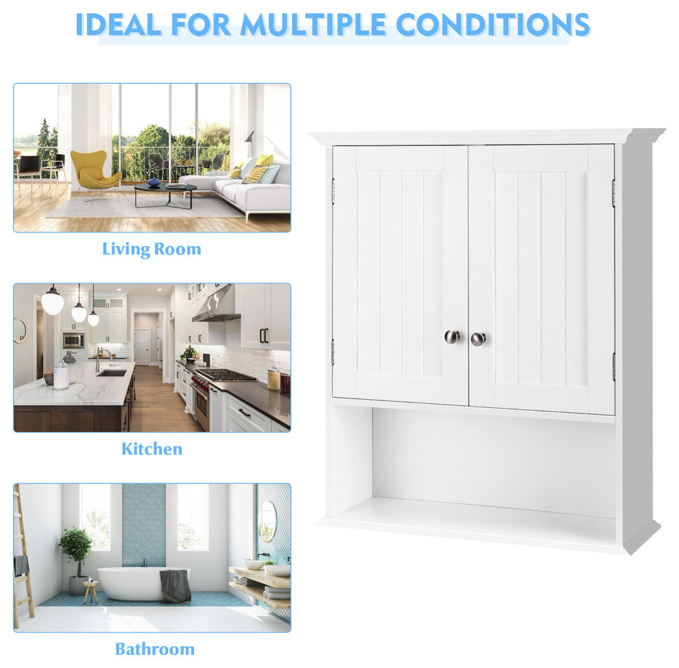 Costway Wall Mount Bathroom Cabinet Storage Organizer Medicine Cabinet White