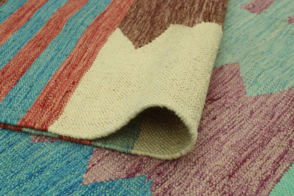 Winchester Kilim Mashavu Light Blue/Orange Rug, 6'11x10'1