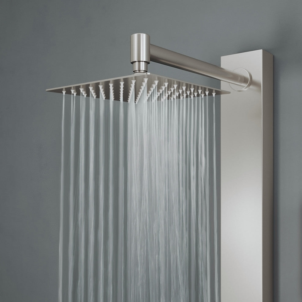 Orchid 39" H x 4" W 2-Jet Retro Shower Panel with Square Shower Head, Stainless Steel