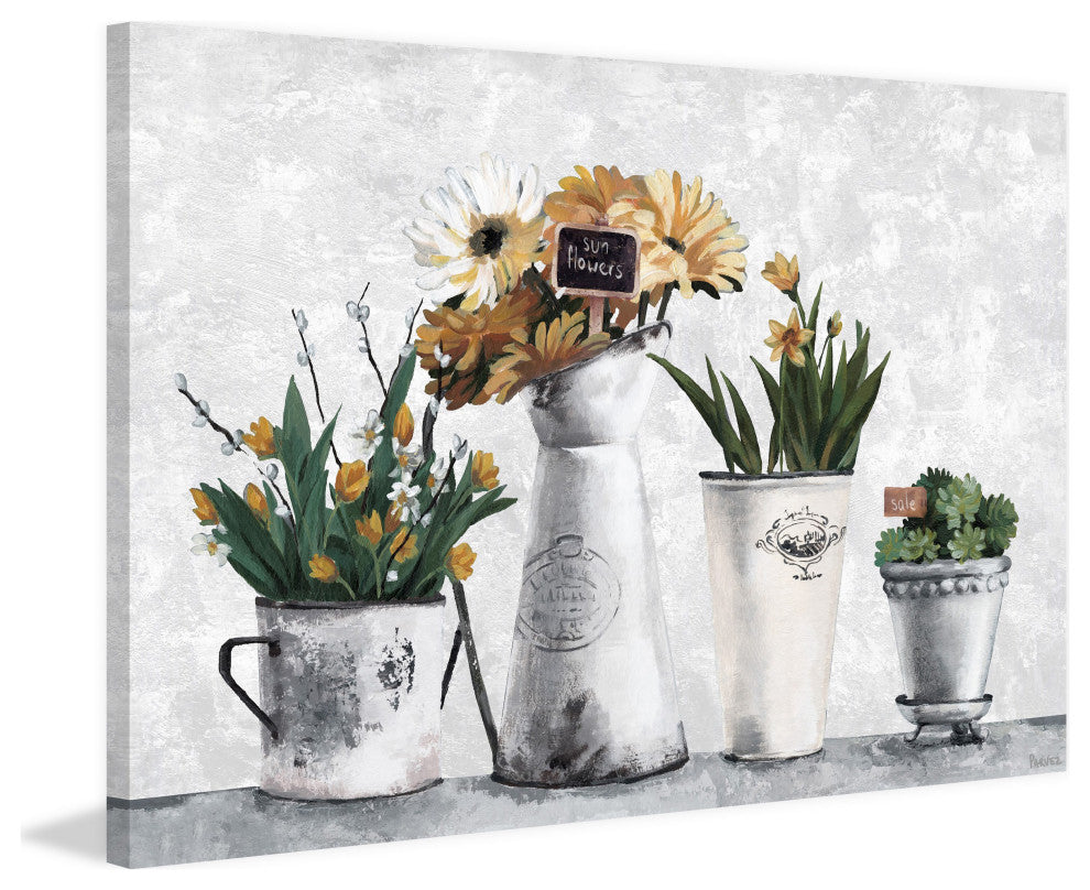 "Growing Sunflowers" Painting Print on Wrapped Canvas