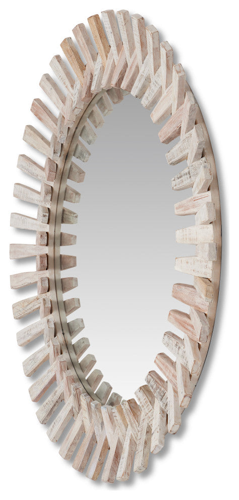 Diza Round Whitewash Mirror