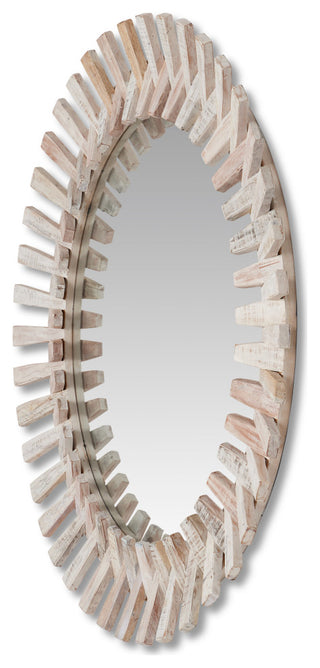 Diza Round Whitewash Mirror