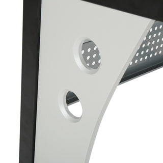 GDF Studio Orion L Shaped Office Desk with Tempered Glass Top