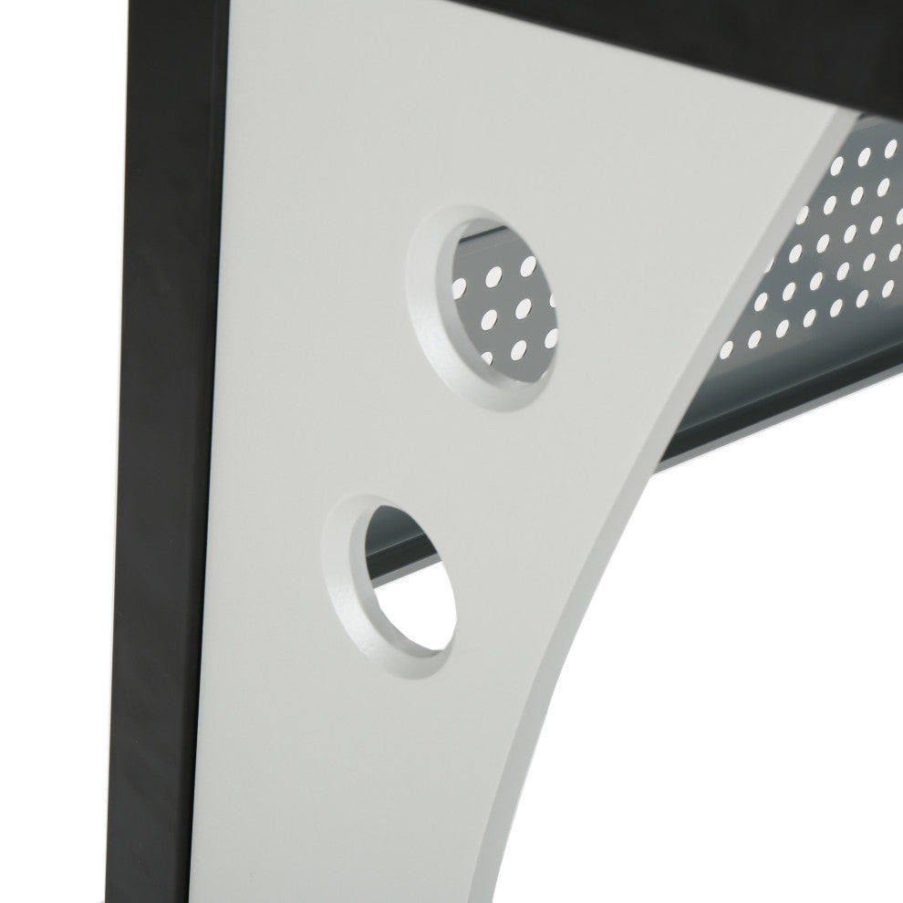 GDF Studio Orion L Shaped Office Desk with Tempered Glass Top
