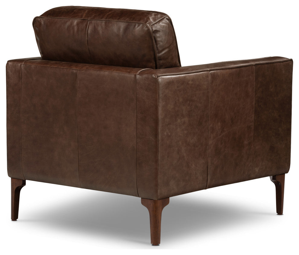Poly and Bark Mateo Leather Lounge Chair, Chocolate Brown