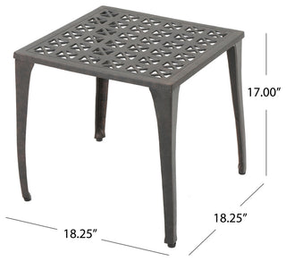 GDF Studio Kata Outdoor 18" Bronze Finished Cast Aluminum Side Table