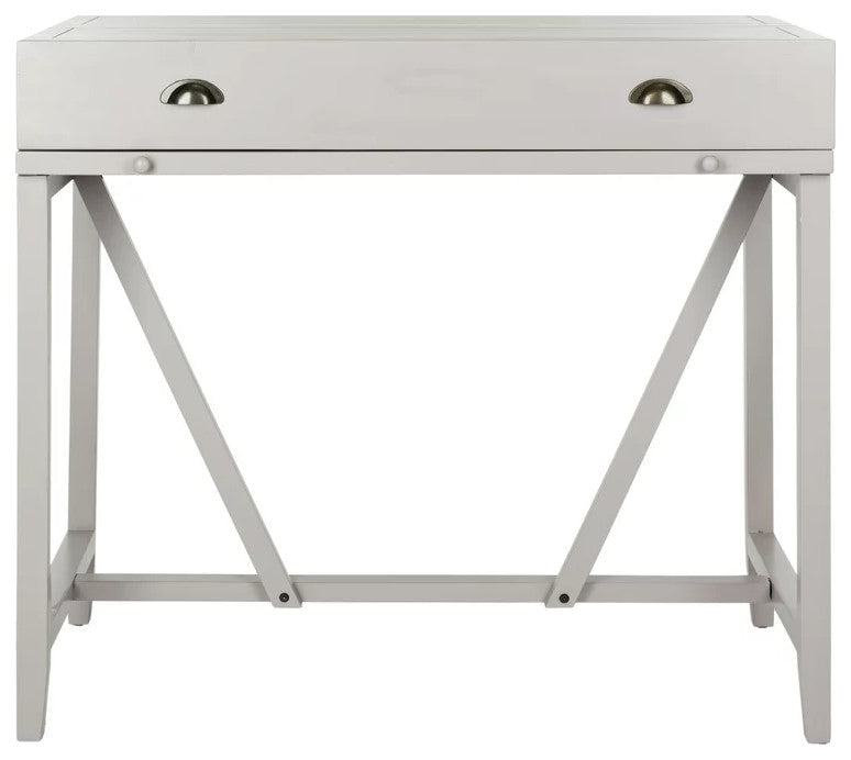 Industrial Rustic Convertible Desk, Pine Frame With Pull Out Tray, Quartz Gray