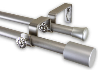 Nora 5/8" Double Curtain, Rod 48-84", Satin Nickel