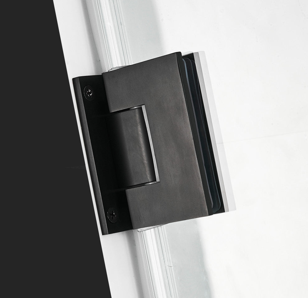 Passion Series 30 in. W x 72 in. H Frameless Hinged Shower Door in Matte Black