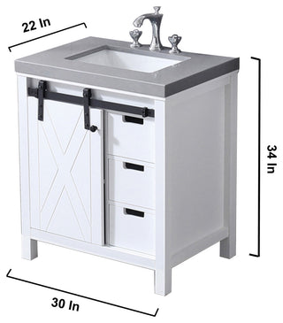 Marsyas Transitional White 30" Single Sink Vanity Set